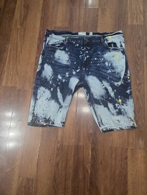 FWRD Denim Jean Shorts Mens 42 Blue Painted Factory Distressed Stretch Pockets